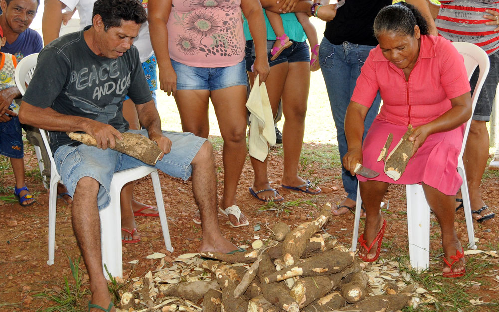 Concurso da descasca da mandioca.