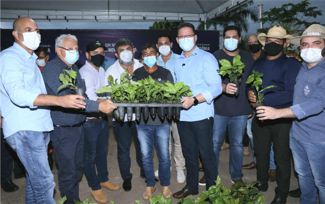 Através do Programa “Plante Mais”, o governo tem distribuído mudas melhoradas de café e de cacau.